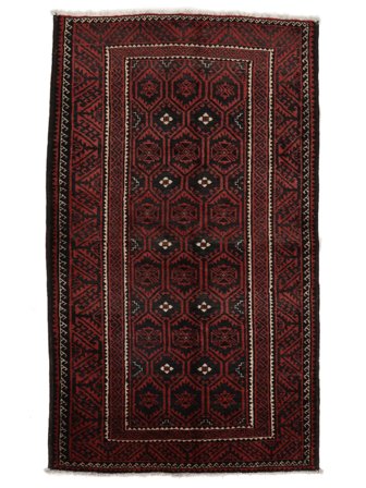 Tapete Oriental Balúchi 129X220 Preto/Vermelho Escuro (Lã, Pérsia/Irão)