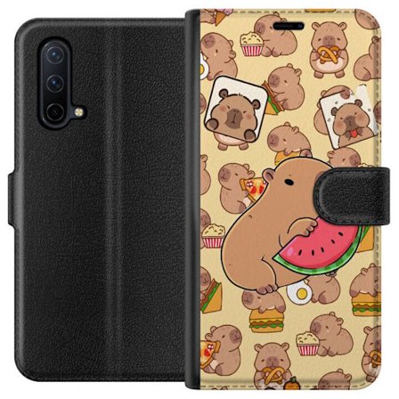 Kompatibelt Plånboksfodral till OnePlus OnePlus Nord CE 5G Söt capybaror njuter av vattenmelon pizza och popcorn i en varm och lekfull design som sp