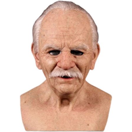 Halloween Gummimaske, Den ældre Gubbe Hovedbeklædning Realistisk Silikonemaskerade Helhoved Finurlig rekvisit