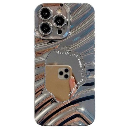 Vågigt texturerat elektropläterat TPU-skal med akrylspegel för iPhone 15 Pro Max
