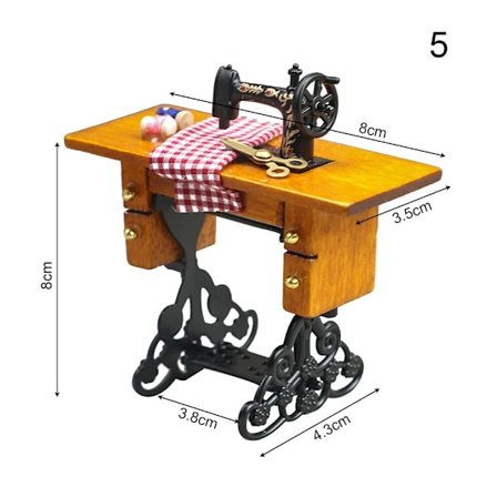 Tebord dockhus symaskin av trä 5 5