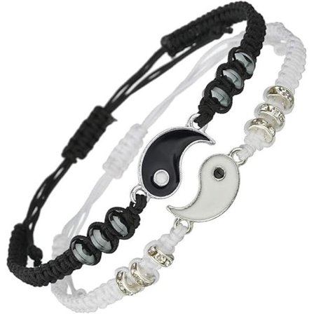 To beste venners armbånd, Yin Yang justerbare snorarmbånd, perfekt for beste venner, par eller som en Valentinsdagsgave.