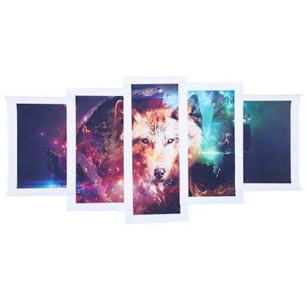 5 st Dekorationsmålningar Brun Varginjektionsdjurbild Utan Ram