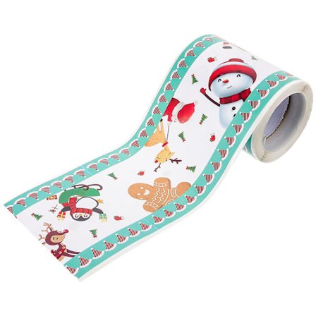 Rulle jul anslagstavla kant slitstark kant klistermärke dekorativ kant (8X6 cm, blandade färger)
