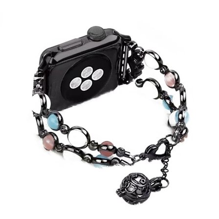 Apple Watch Series 4 44 mm armband med självlysande pärlor - Svart