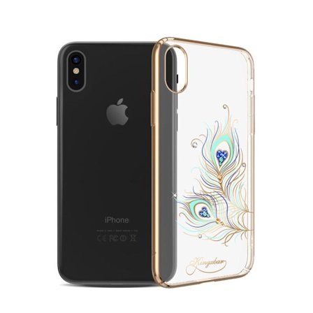 Kingxbar Skal Med Swarovski Stenar till iPhone XS / X - Peacock Feather