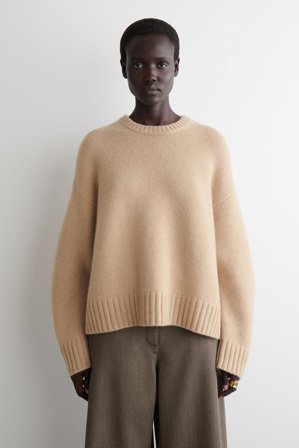 COS Women's Chunky Cashmere Crew-Neck Jumper in Beige