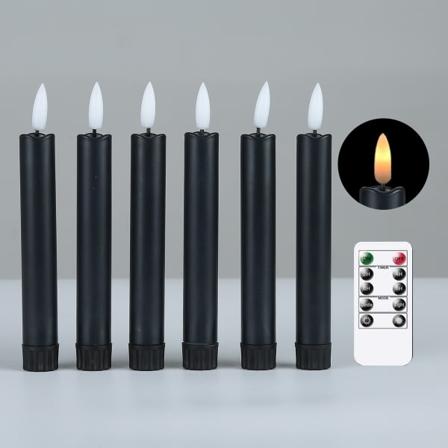 6-pak flimrende flammefri stearinlys med fjernkontroll Co Black 16,5cm