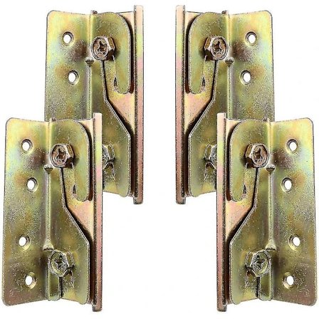 Sæt med 4 robuste sengerammefæster i rustfrit stål uden mortise med skruer