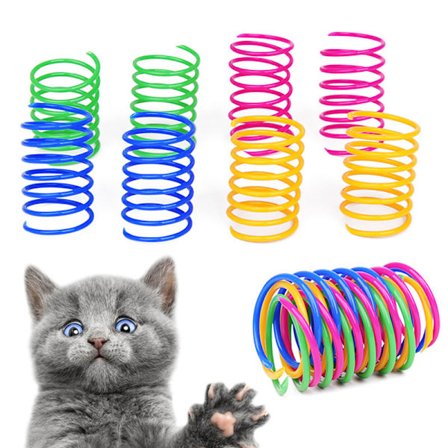 20 stk Slitesterk fargerike plastfjærer Cat Pet Leketøy Coil Spiral