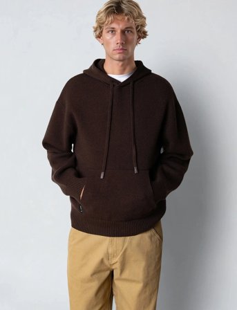 Fat Moose Nas Knitted Hoodie - Brown - M