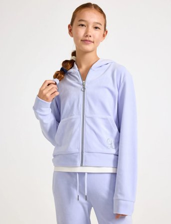 Lindex Sweatshirt Velour With Hoodie - Purple - 128