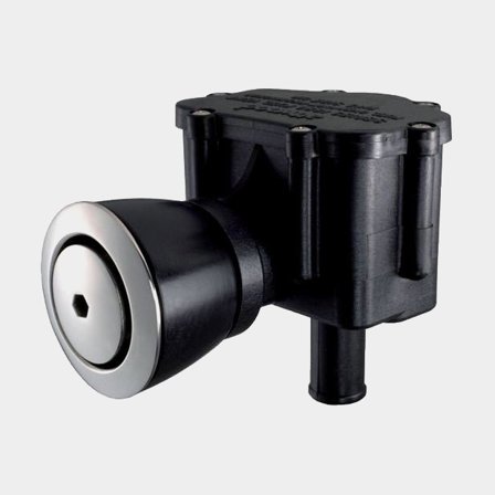 Tankventil, plast, vinklet, med Ø16 mm slangeforbindelse + kontraventil