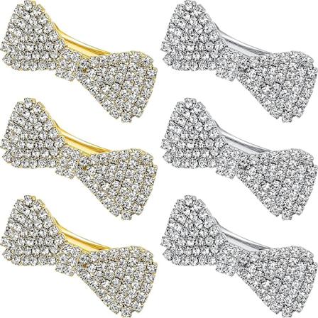 6 stycken hårklämmor med strasskristaller för kvinnor, klara hårrosetter, barrettes, mini strass alligator hårklämmor, bröllopshår smycken, 