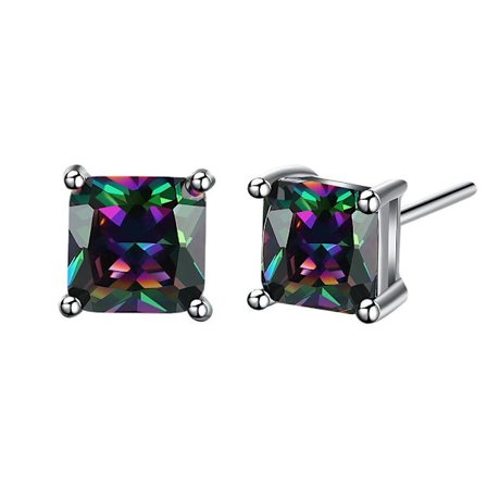 18K Vitguldpläterade Multifärgade Svarta Kubiska Zirkonia Örhängen