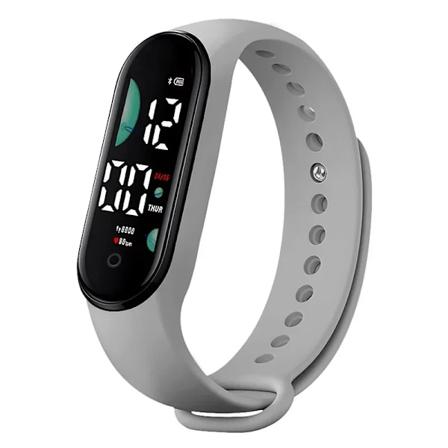 Klokker Elektronisk LED Digital Armbåndsur for Kvinner Mote Casual Enkel Silikon Berøring Vanntett Armbåndsklokke 16 Gray