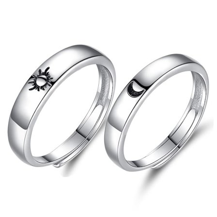 Sol och måne ring 925 Sterling silver matchande sol och måne ringar En