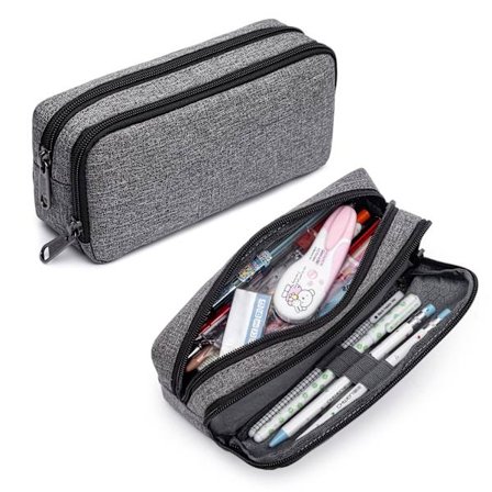 Pencil Case for Students Large Capacity Pencil Pouch Office Organizer Simple Durable Multifunctional Pen Case Grey