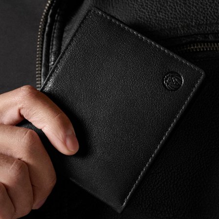 Black Slim California Leather Wallet for Men - Wallets