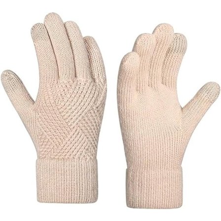 ING Vinterhandsker til kvinder med touchscreen-funktionalitet på fingerspidserne, varme fleece strik snehandsker, bløde og varme