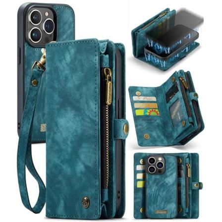 CASEME iPhone 15 Pro Retro plånboksfodral - Blå Blå