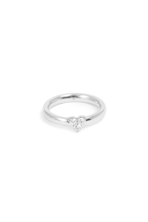 Diamond Clover Ring Silver