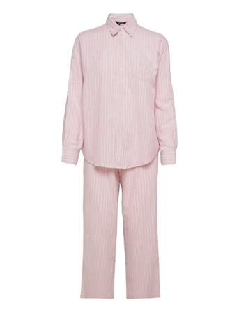 Lrl Notch Collar Long Pant Pj Set 3/4 Pink Lauren Ralph Lauren Homewear