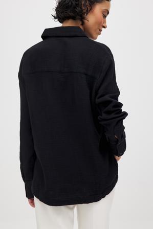 NA-KD Chemise en coton doux à manches longues - Chemises - Noir - EU 32