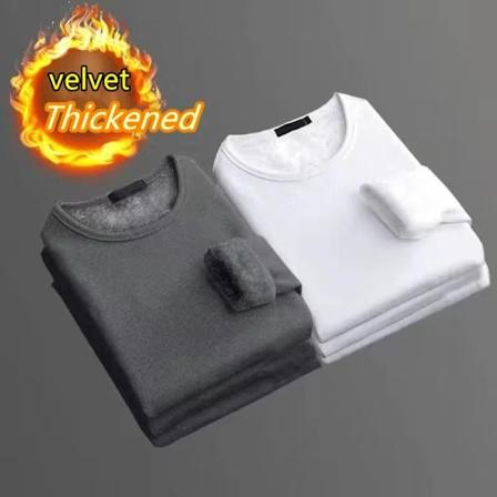 Vinter Termisk Underundertøj 2-delt Fløjl Langærmet T-shirt Mænd Fleece Sport Top Tykkelse Thermo Tøj Behagelig Varmt Top set16 XXL 60-70KG