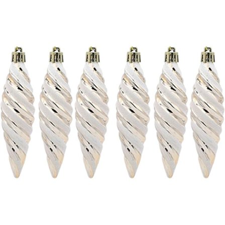 Sett med 6 Juletrpynt, Juletrpynt, Tilbehør, Malte Spiraltråder, Julekuler, (6 Champagne)