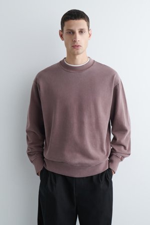 COS Men's Relaxed Washed-Cotton Sweatshirt in Red