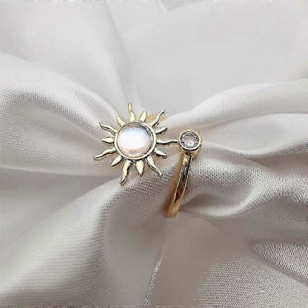 Fidget Ring for Kvinner Jenter Åpen Justerbar Angst Ringer Solsikke Tusenfryd Månestein Stjerne Knoke Ringer Spinner Ringer (FMY)