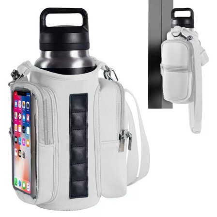 Unisex magnetisk fitnesstaske med justerbar skulderrem, magnetisk vandflaskeholder og en lomme til en vandflaske.