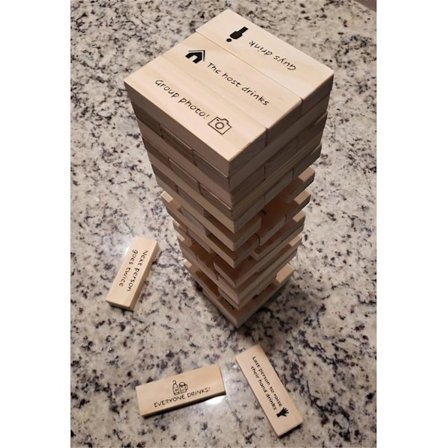 Juomapeli, Tumbling Tower -palikat Kysymykset Juomapeli, 48 kpl Kysymykset Tumbling Tower -peli, Hauskat juomapelit aikuisille juhliin