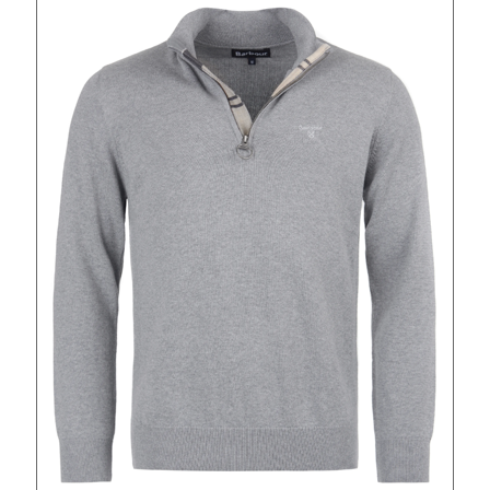 Barbour Cotton Half Zip Knit Grey Marl