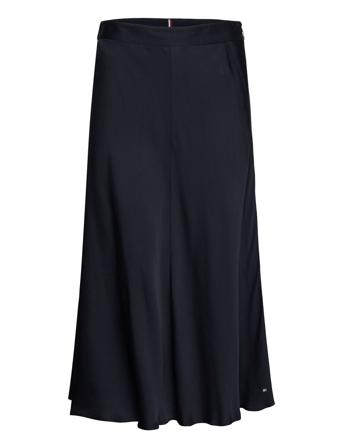 Vis Crepe Solid Midi Skirt Knelangt Skjørt Marineblå Tommy Hilfiger