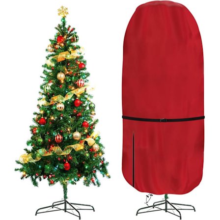 Opbevaringspose til stående juletræ - Passer til topiarytræer op til 2,3 meter, holdbart letvægts vertikalt betræk til juletræer og topiary, nem 