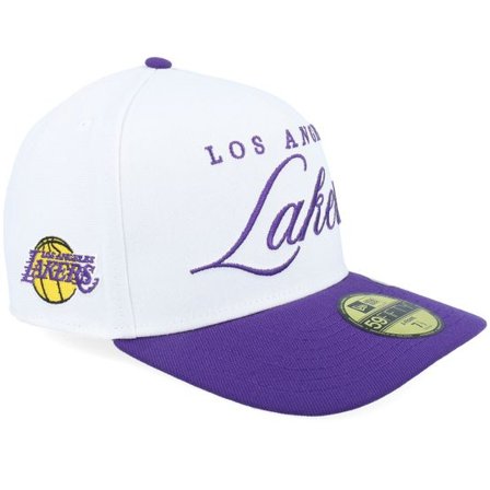 New Era - NBA Vit fitted Keps - Los Angeles Lakers NBA Draft 59FIFTY White/Purple A-Frame Fitted @ Hatstore