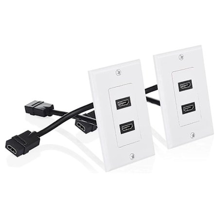 2-pakning 2-port -Kompatibel veggplate i hvit (4K UHD, ARC og Ethernet Pass-Thru-støtte)