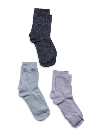 Pcsebby Glitter Long 3-Pack Socks Noos Lingerie Socks Regular Socks Blå Pieces