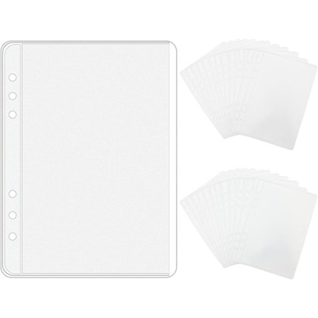 24-pack A7-pärmfickor - 3" x 5" frostade PVC-kuvert, 6-håls bladskydd för foton, kort och räkningar (Zipless Planner I