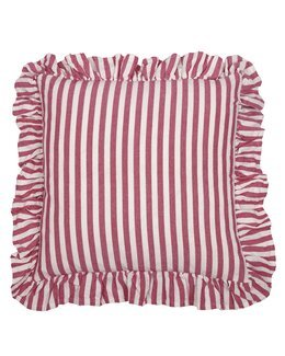 Kuddfodral Svea randigt med volang 1-pack Cerise - Fondaco