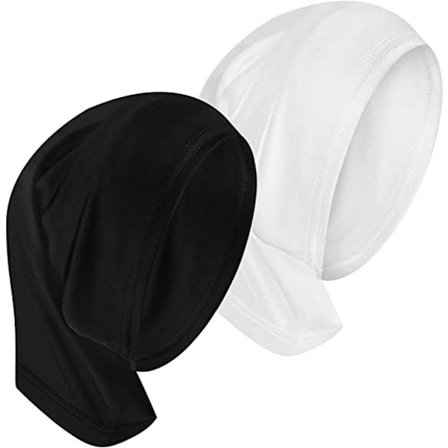 Pièces Hijab Tube Turban Hijab Foulard Hijab Respirant Bonnet Hijab Extensible Foulard Musulman pour Femme Noir et blanc