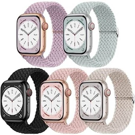 IC 5-pack flätade kompatibla Apple Watch-band 38 mm 40 mm 41 mm 42 mm 44 mm 45 mm 49 mm för kvinnor och män, iWatch Series Ultra 8 SE 7 6 5 4 3