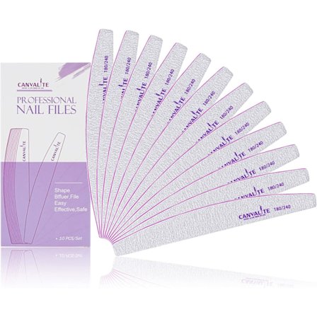 12 stk. Professionelle neglefile, dobbeltsidet sandpapirbræt, negleformningsværktøjer, kæledyrsplejeværktøjer til hjemme- og salonbrug (halvmåne 180/