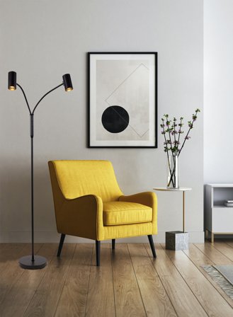 Brasil gulvlampe 2-lys H130 - sort