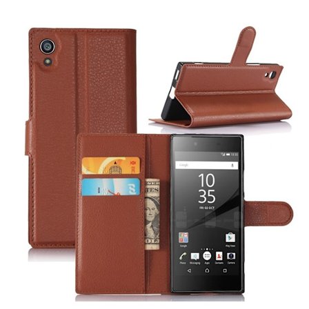 Sony Xperia XA1 litchi fiber läderfodral - Brun