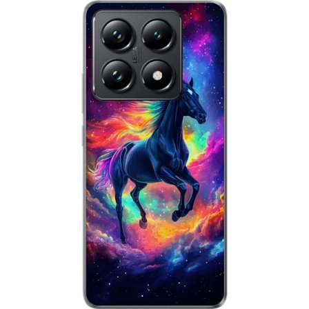 Kompatibelt Mobilskal till Xiaomi Xiaomi 14T Färgstark galaxhäst med regnbågsmane i rymdmiljö, magisk fantasyillustration för barnrum, posters oc