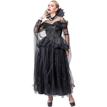 Hekse kostume til børn piger, halloween karneval festkjole med hat Damhatt L