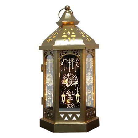 Eid Mubarak LED-lys Metal Lygtelampe Batteri Natlys Ramadan Dekoration-Stjerne